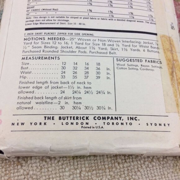 Vtg Butterick Pattern 7545 Trim Box Jacket Slim Fitted Skirt Cut 36" Bust 1950s - Picture 6 of 12